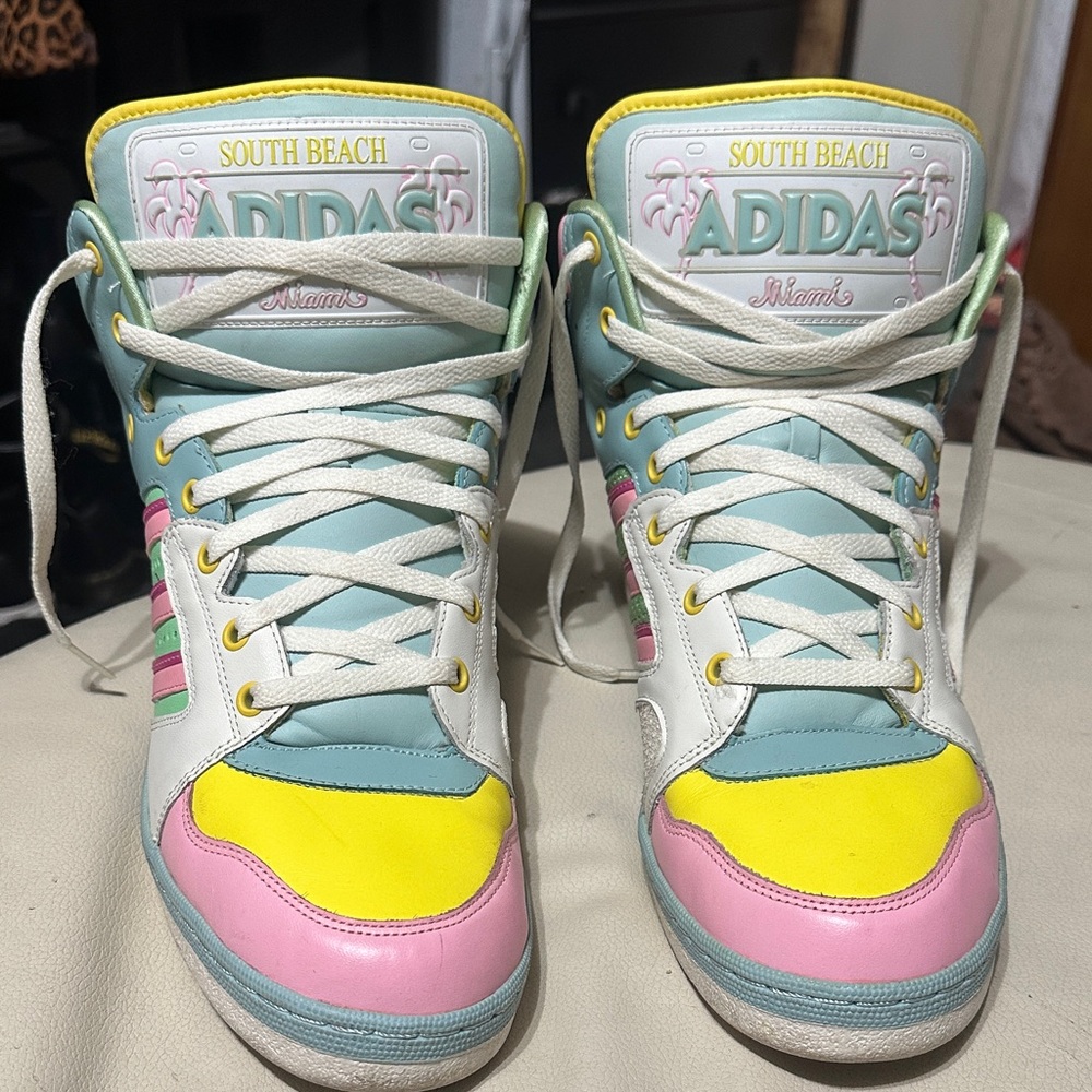 Rare Jeremy Scott Miami Adidas pastel puffer High-Tops 12.5/13